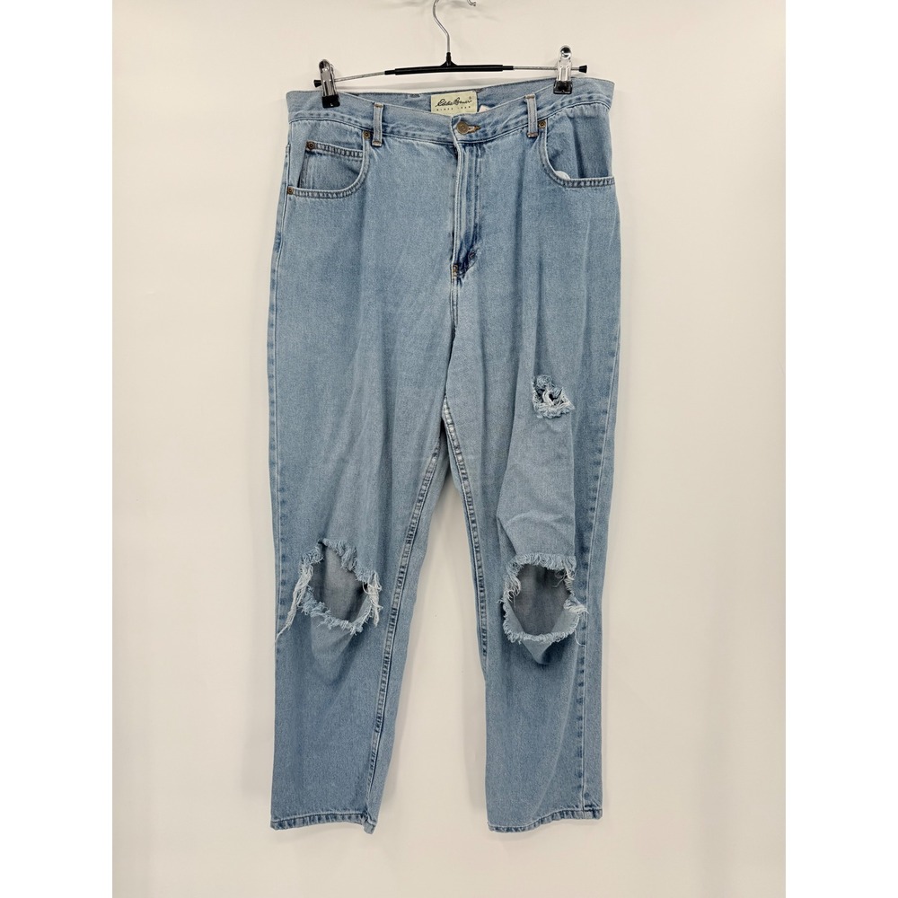 Eddie Bauer 16 Petite Jeans Womens Light Wash Distressed High Rise Vintage Blue